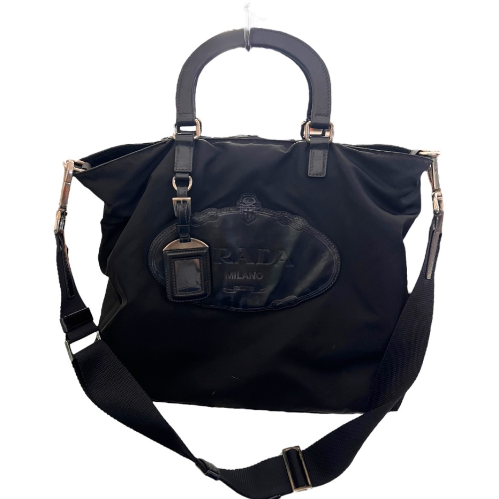 PRADA Canapa Logo Tessuto Satchel